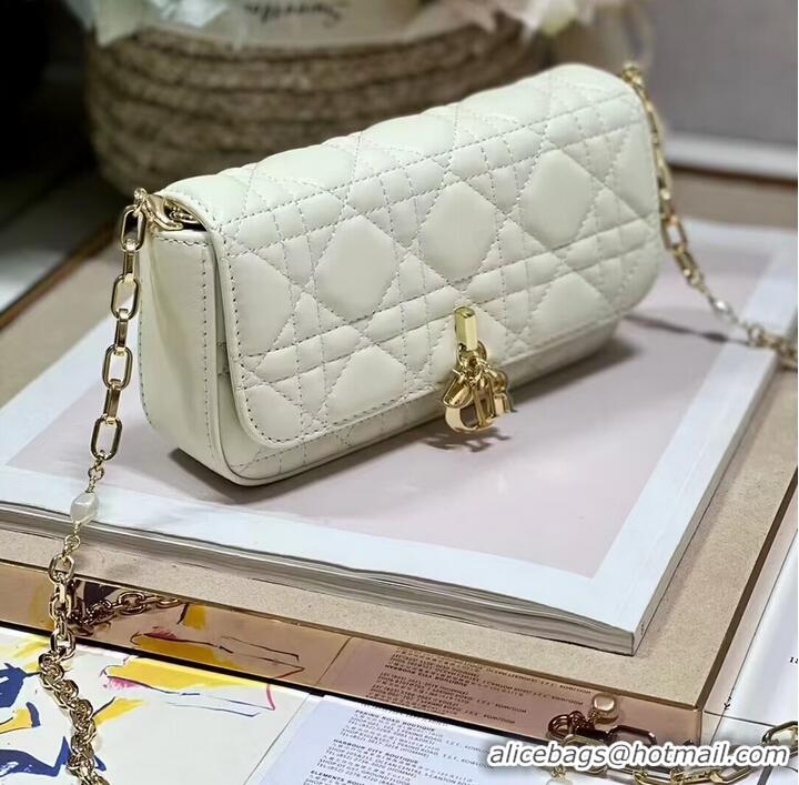 Inexpensive LADY DIOR PHONE POUCH Aesthetic Cannage Lambskin S0977ONM white