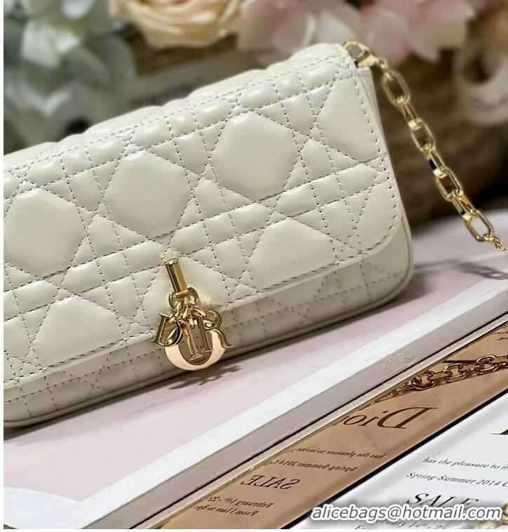 Inexpensive LADY DIOR PHONE POUCH Aesthetic Cannage Lambskin S0977ONM white