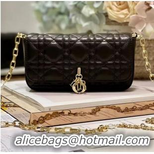 Affordable Price LADY DIOR PHONE POUCH Aesthetic Cannage Lambskin S0977OE black