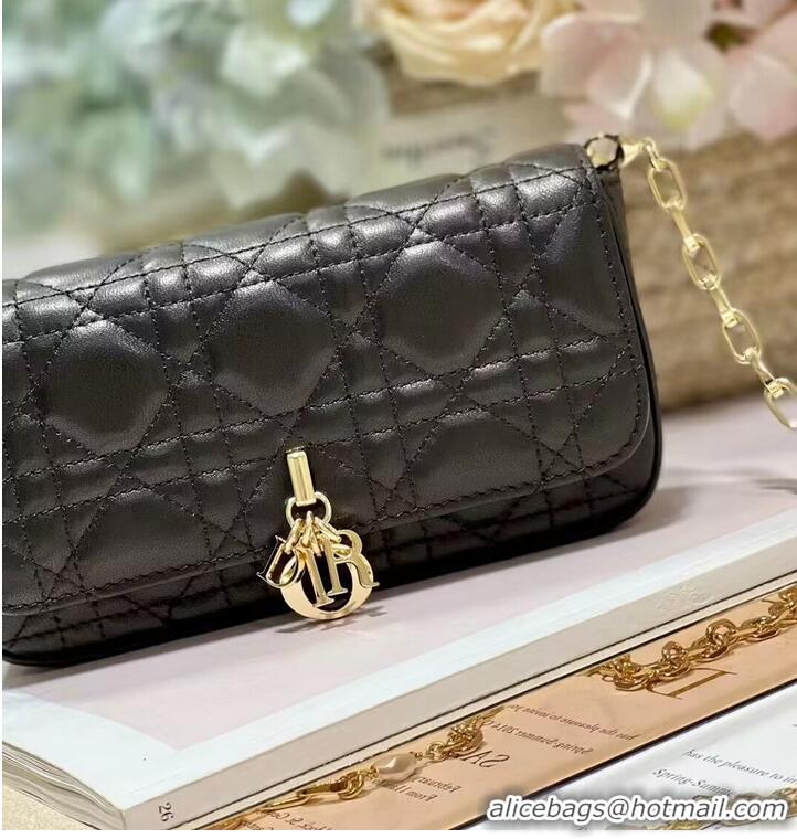 Affordable Price LADY DIOR PHONE POUCH Aesthetic Cannage Lambskin S0977OE black