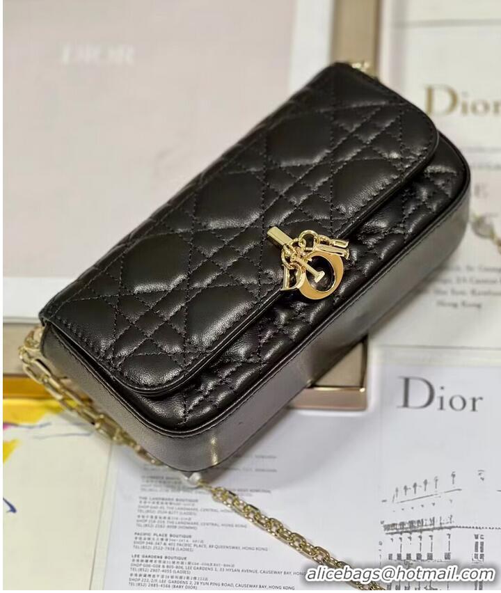 Affordable Price LADY DIOR PHONE POUCH Aesthetic Cannage Lambskin S0977OE black