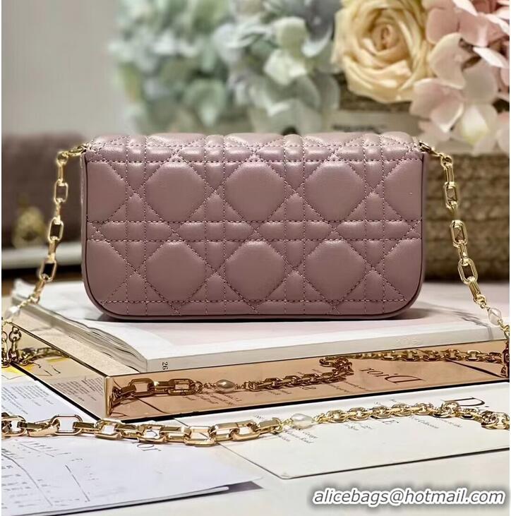 Famous Brand LADY DIOR PHONE POUCH Aesthetic Cannage Lambskin S0977OE pink