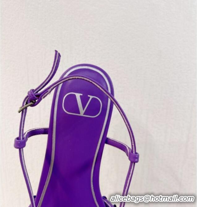 Good Product Valentino Crystal VLogo Slingbacks Flat in Shiny Sequins Purple 330042