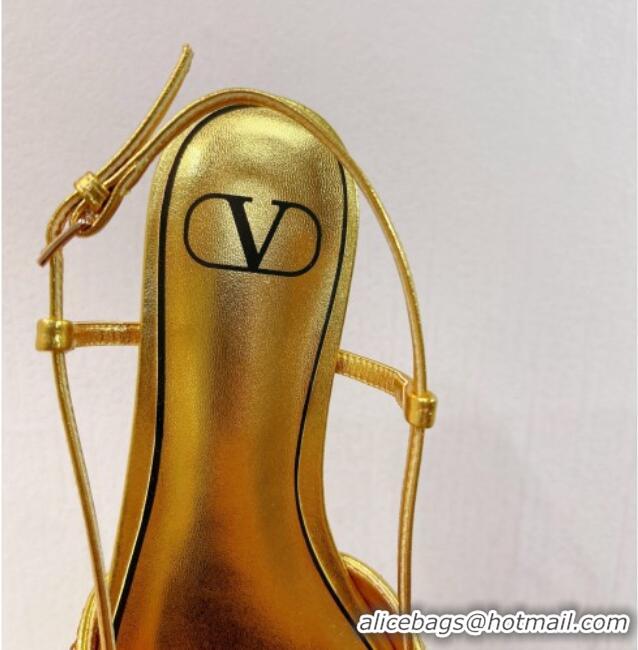 Good Looking Valentino Crystal VLogo Slingbacks Flat in Shiny Sequins Gold 330050