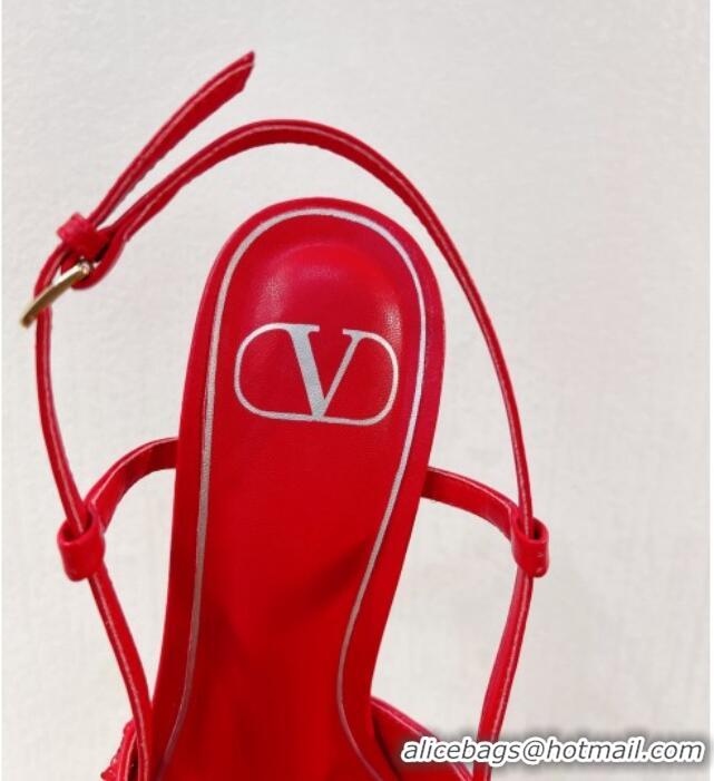 Perfect Valentino Crystal VLogo Slingbacks Pumps in Shiny Sequins Red 330067