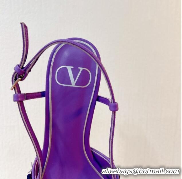 Best Price Valentino Crystal VLogo Slingback Pumps 4cm in Shiny Sequins Purple 330072