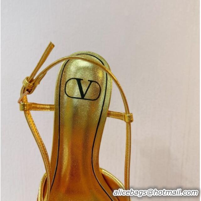 Popular Style Valentino Crystal VLogo Slingback Pumps 4cm in Shiny Sequins Gold 330080