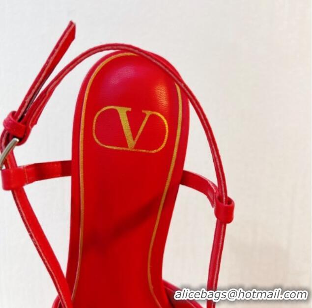 Stylish Valentino Crystal VLogo Slingback Pumps 4cm in Shiny Sequins Red 330083