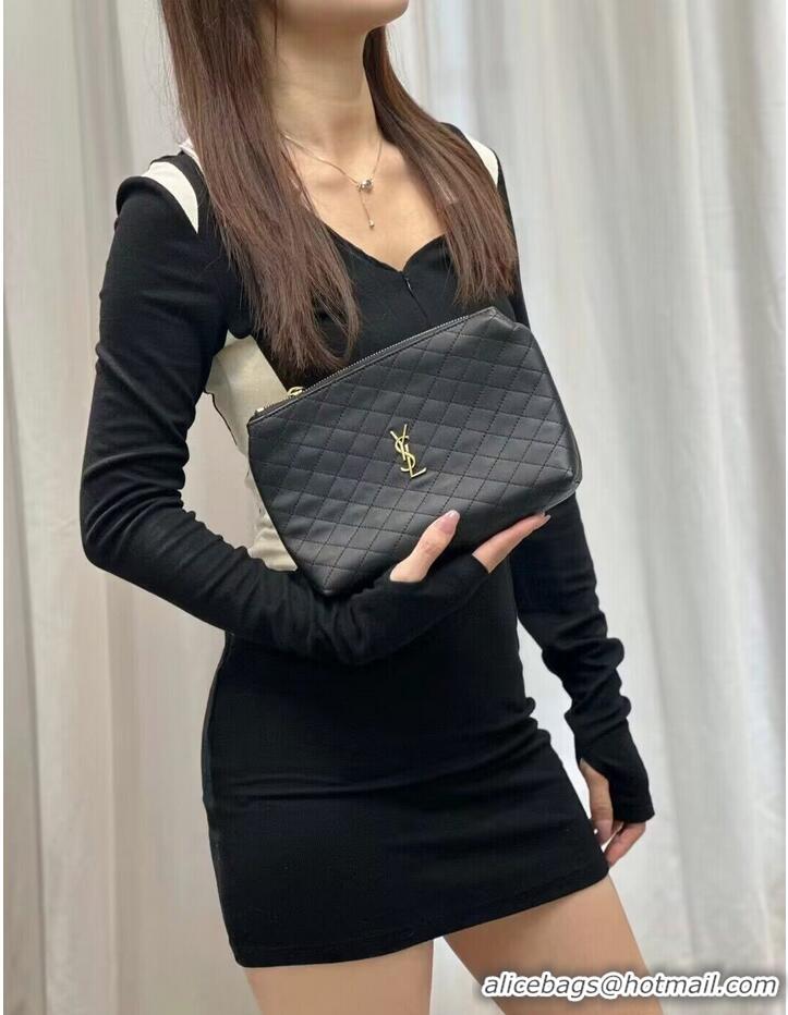 Good Looking SAINT LAUREN SADE LARGE CLUTCH IN LAMBSKIN Y433955 black