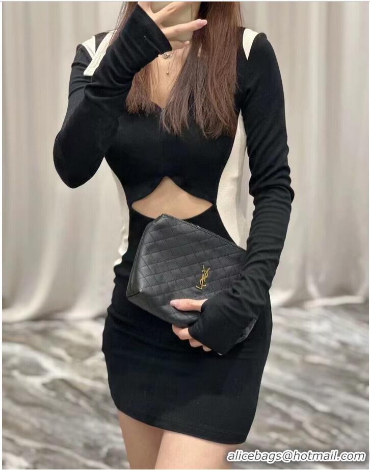 Good Looking SAINT LAUREN SADE LARGE CLUTCH IN LAMBSKIN Y433955 black