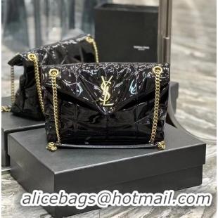 Buy Inexpensive SAINT LAUREN PUFFER SMALL CHAIN BAG IN QUILTED PATENT Y777476 black