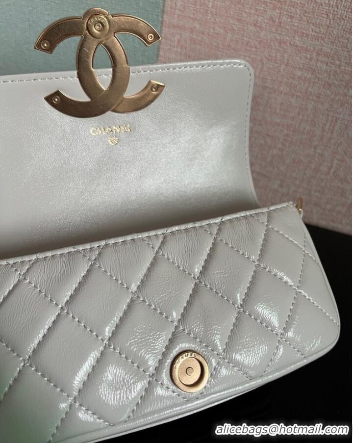 Good Product Chanel MINI FLAP BAG Lambskin & Gold-Tone Metal AS3207 white