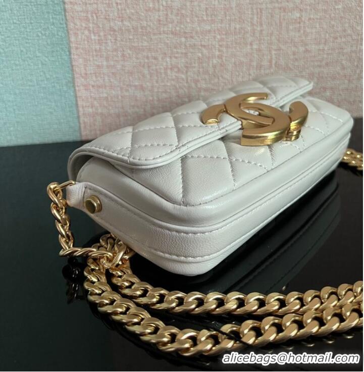 Good Product Chanel MINI FLAP BAG Lambskin & Gold-Tone Metal AS3207 white