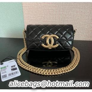 Shop Grade Chanel MINI FLAP BAG Lambskin & Gold-Tone Metal AS3207 black