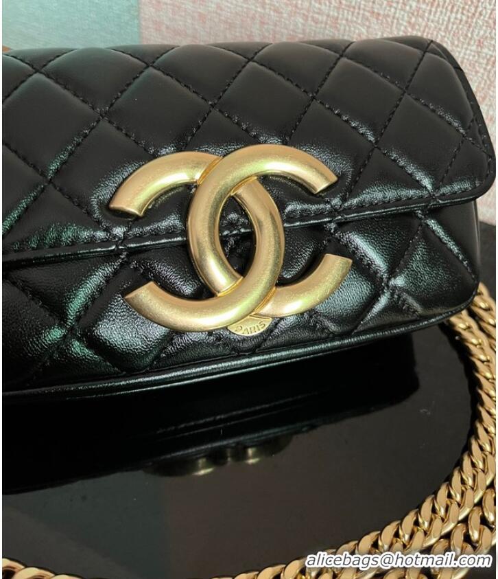 Shop Grade Chanel MINI FLAP BAG Lambskin & Gold-Tone Metal AS3207 black