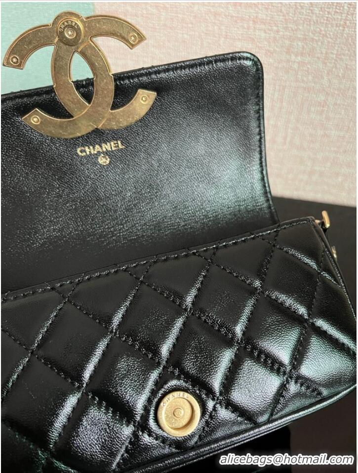 Shop Grade Chanel MINI FLAP BAG Lambskin & Gold-Tone Metal AS3207 black