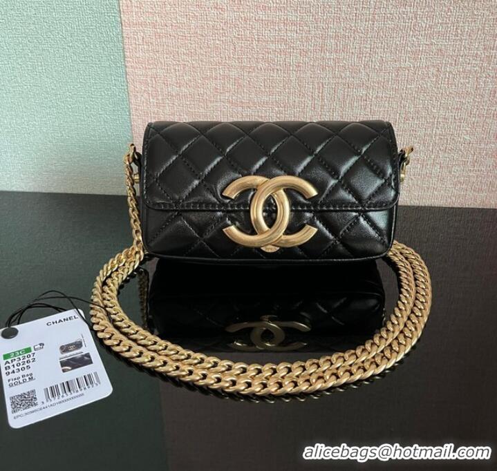 Shop Grade Chanel MINI FLAP BAG Lambskin & Gold-Tone Metal AS3207 black