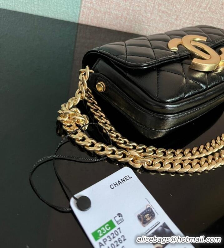 Shop Grade Chanel MINI FLAP BAG Lambskin & Gold-Tone Metal AS3207 black