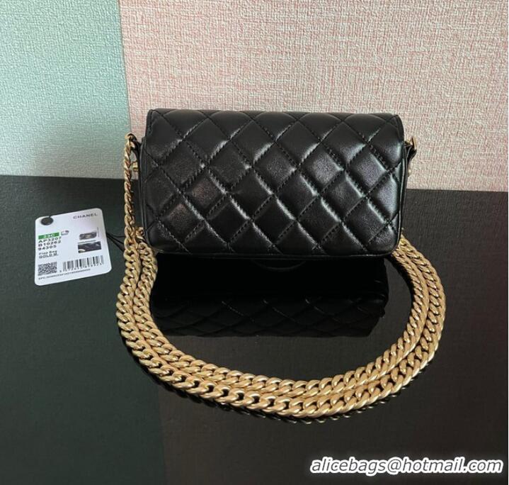 Shop Grade Chanel MINI FLAP BAG Lambskin & Gold-Tone Metal AS3207 black