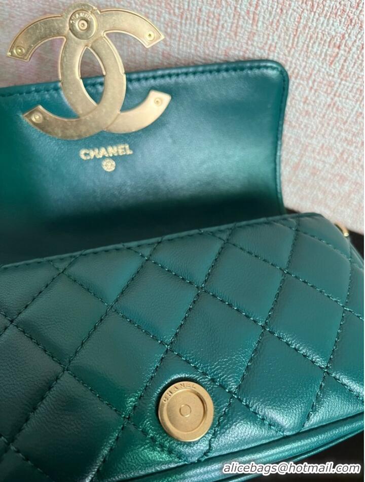 Promotional Chanel MINI FLAP BAG Lambskin & Gold-Tone Metal AS3207 green