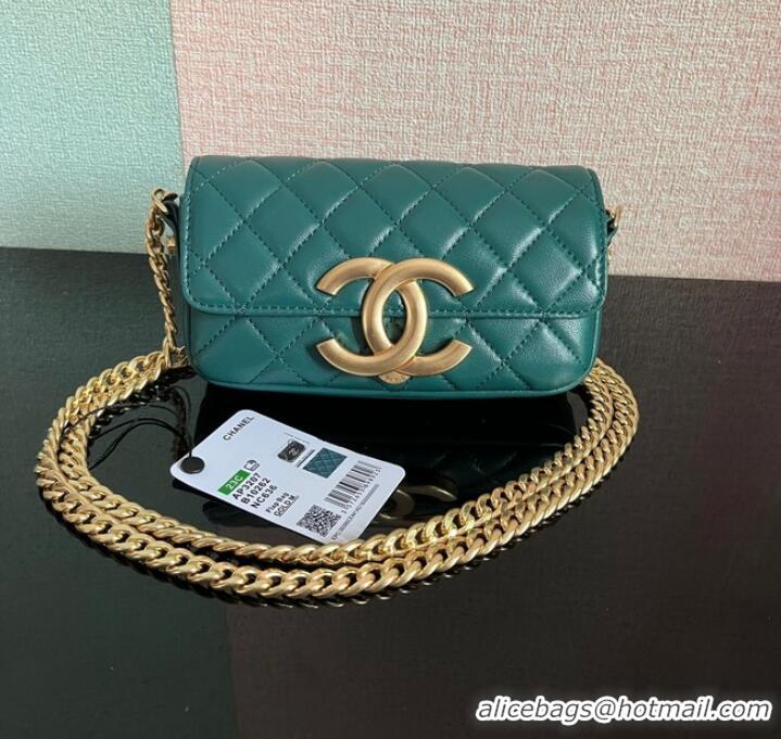 Promotional Chanel MINI FLAP BAG Lambskin & Gold-Tone Metal AS3207 green