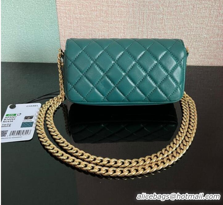 Promotional Chanel MINI FLAP BAG Lambskin & Gold-Tone Metal AS3207 green