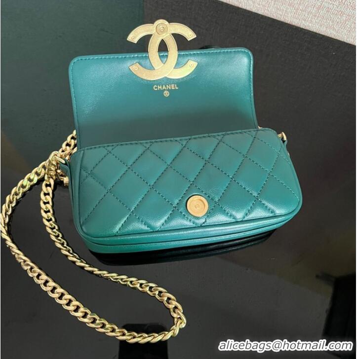 Promotional Chanel MINI FLAP BAG Lambskin & Gold-Tone Metal AS3207 green