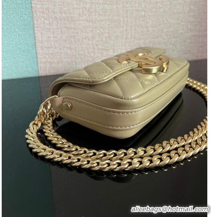 Low Cost Chanel MINI FLAP BAG Lambskin & Gold-Tone Metal AS3207 khaki