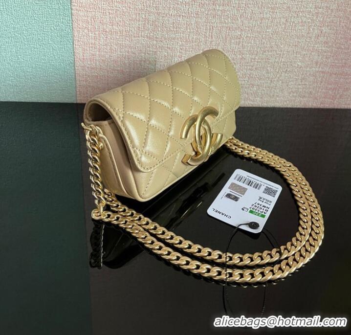 Low Cost Chanel MINI FLAP BAG Lambskin & Gold-Tone Metal AS3207 khaki