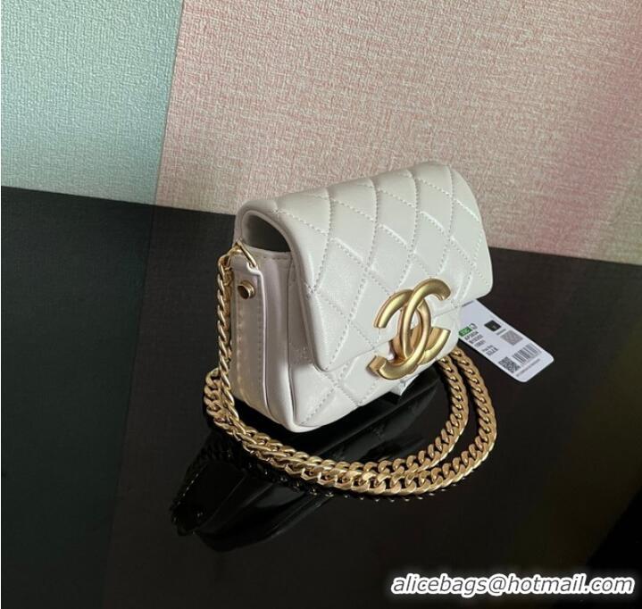 Popular Style Chanel MINI FLAP BAG Lambskin & Gold-Tone Metal AS3854 white