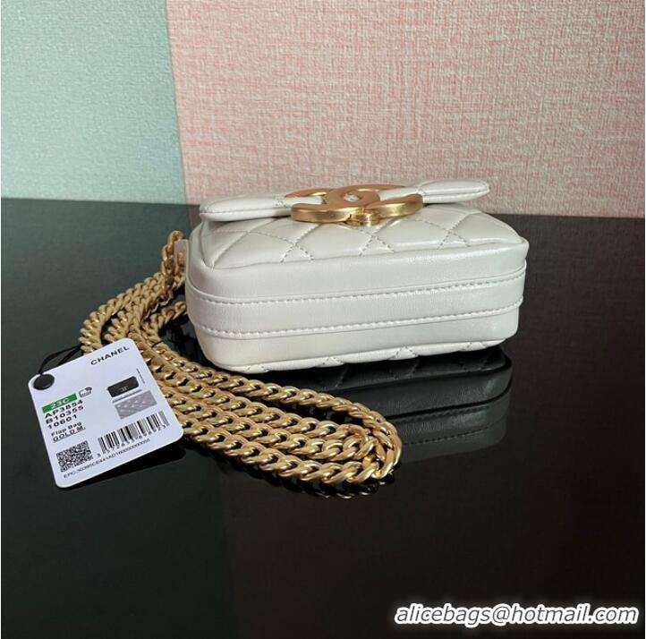 Popular Style Chanel MINI FLAP BAG Lambskin & Gold-Tone Metal AS3854 white