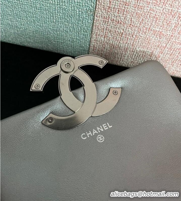 Promotional Chanel MINI FLAP BAG Lambskin & silver-Tone Metal AS3854 silver