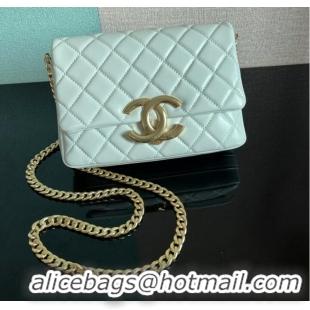 Reasonable Price Chanel SMALL FLAP BAG Lambskin & Gold-Tone Metal AS3855 white