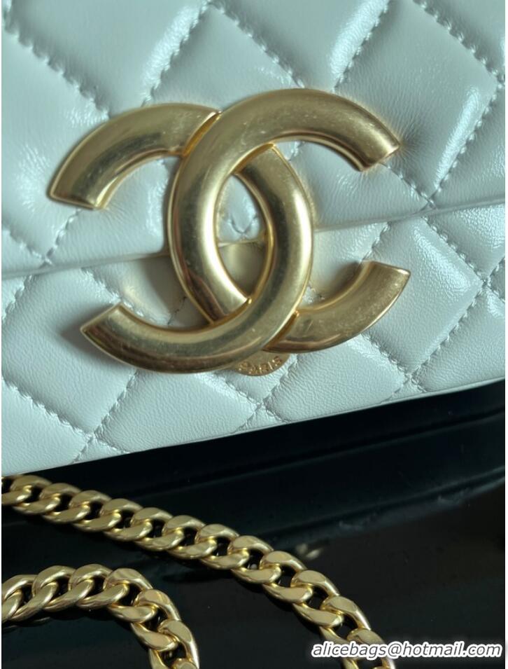 Reasonable Price Chanel SMALL FLAP BAG Lambskin & Gold-Tone Metal AS3855 white