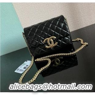 Well Crafted Chanel SMALL FLAP BAG Lambskin & Gold-Tone Metal AS3855 black