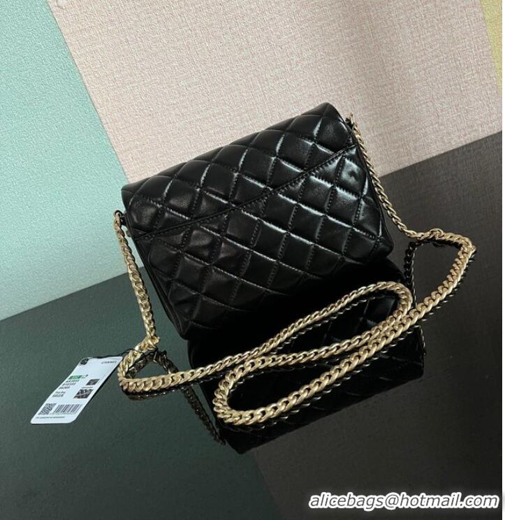 Well Crafted Chanel SMALL FLAP BAG Lambskin & Gold-Tone Metal AS3855 black