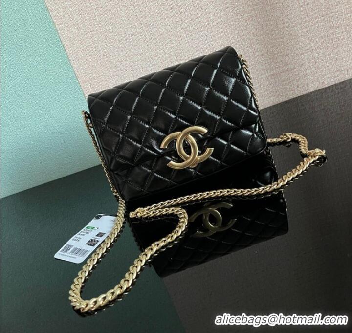 Well Crafted Chanel SMALL FLAP BAG Lambskin & Gold-Tone Metal AS3855 black