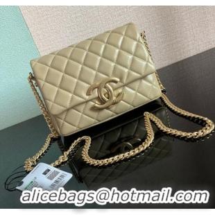 Discount Chanel SMALL FLAP BAG Lambskin & Gold-Tone Metal AS3855 khaki