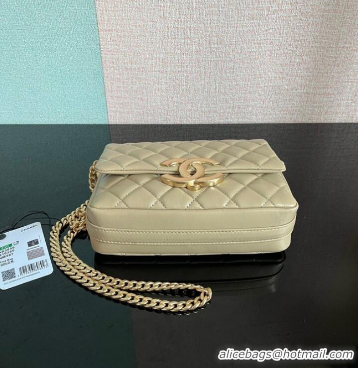 Discount Chanel SMALL FLAP BAG Lambskin & Gold-Tone Metal AS3855 khaki