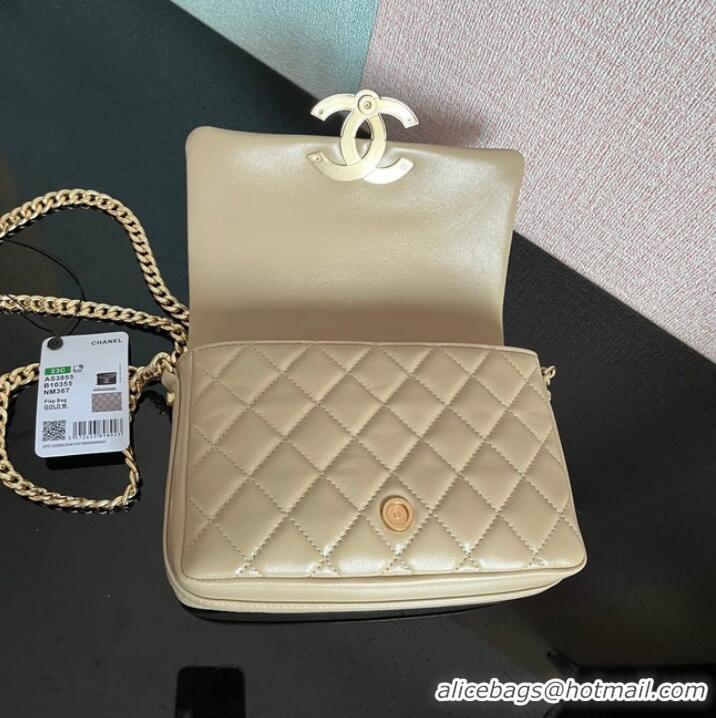 Discount Chanel SMALL FLAP BAG Lambskin & Gold-Tone Metal AS3855 khaki