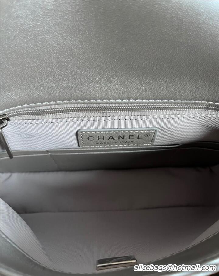 Most Popular Chanel SMALL FLAP BAG Lambskin & silver-Tone Metal AS3855 silver