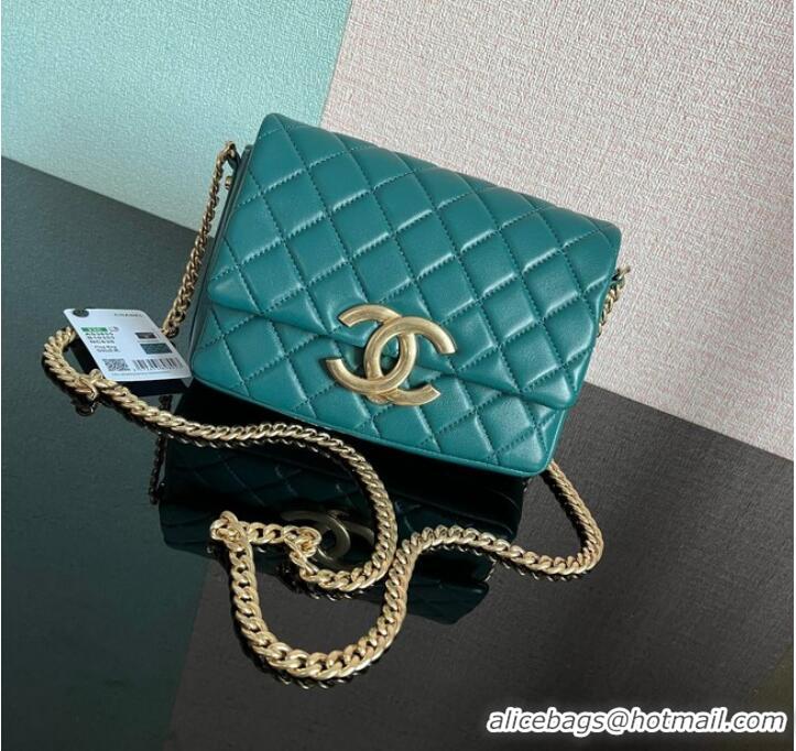 Grade Quality Chanel SMALL FLAP BAG Lambskin & Gold-Tone Metal AS3855 blue