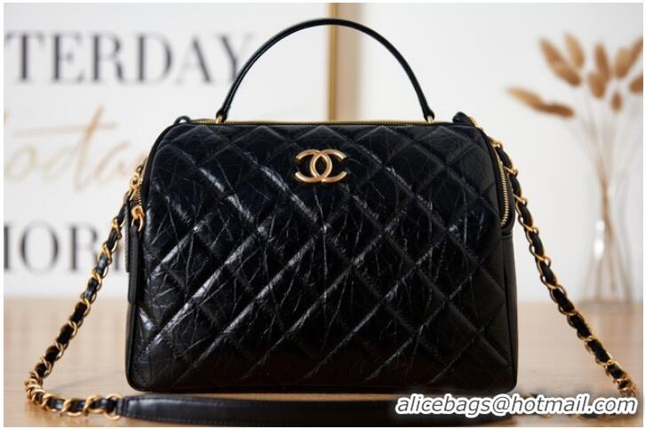 Luxurious Best Price Chanel BOWLING BAG AS3740 black