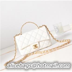 Famous Brand Chanel MINI FLAP BAG WITH TOP HANDLE AS4023 white