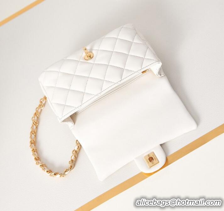 Famous Brand Chanel MINI FLAP BAG WITH TOP HANDLE AS4023 white