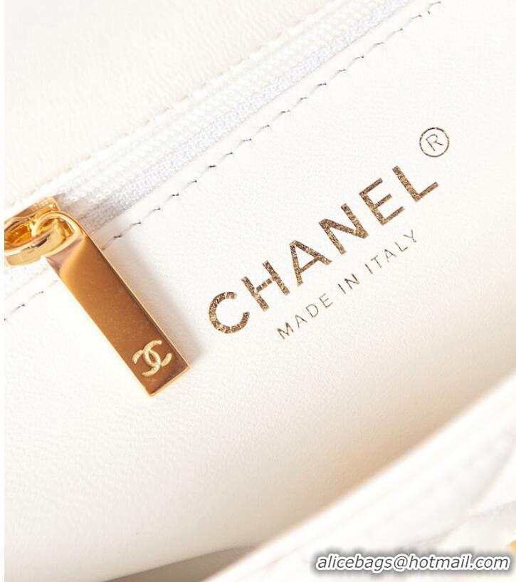 Famous Brand Chanel MINI FLAP BAG WITH TOP HANDLE AS4023 white