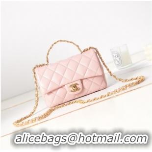 Hot Sell Cheap Chanel MINI FLAP BAG WITH TOP HANDLE AS4023 light pink