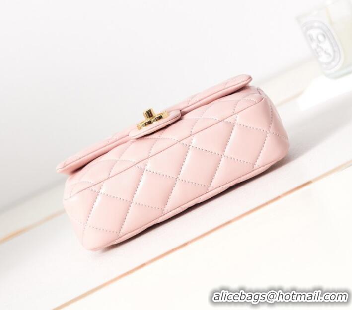 Hot Sell Cheap Chanel MINI FLAP BAG WITH TOP HANDLE AS4023 light pink