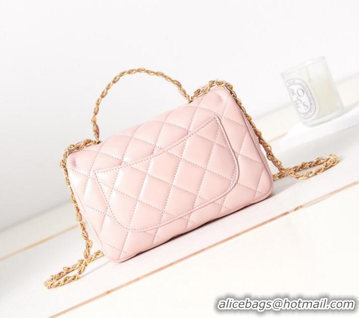 Hot Sell Cheap Chanel MINI FLAP BAG WITH TOP HANDLE AS4023 light pink