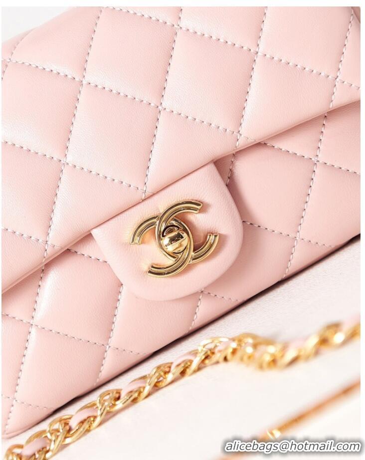 Hot Sell Cheap Chanel MINI FLAP BAG WITH TOP HANDLE AS4023 light pink